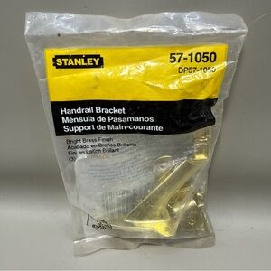 New STANLEY DP57-1050 Handrail Brackets Bright Brass Finish Stair Railing NOS